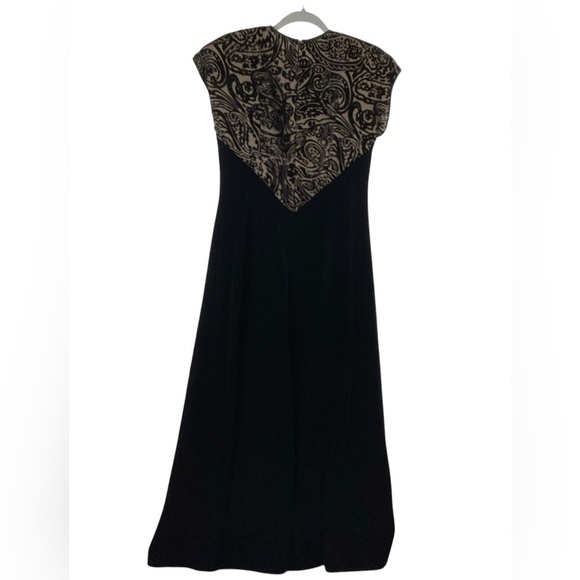 Vintage Velvet And Lace Black Midi Aline Dress Size Medium - Picture 5 of 11